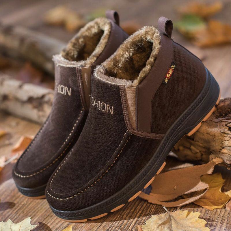 Heren Zachte Zool Comfortabele Slip-on Plus Fluwelen Dikker Warme Winter Casual Katoenen Schoenen