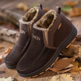 Heren Zachte Zool Comfortabele Slip-on Plus Fluwelen Dikker Warme Winter Casual Katoenen Schoenen