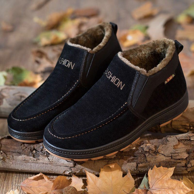 Heren Zachte Zool Comfortabele Slip-on Plus Fluwelen Dikker Warme Winter Casual Katoenen Schoenen