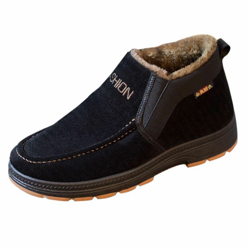 Heren Zachte Zool Comfortabele Slip-on Plus Fluwelen Dikker Warme Winter Casual Katoenen Schoenen