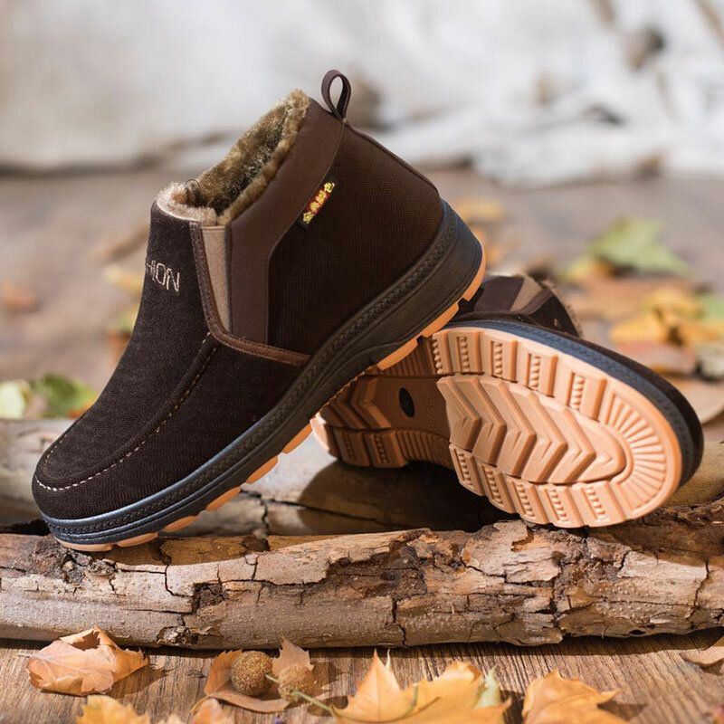 Heren Zachte Zool Comfortabele Slip-on Plus Fluwelen Dikker Warme Winter Casual Katoenen Schoenen