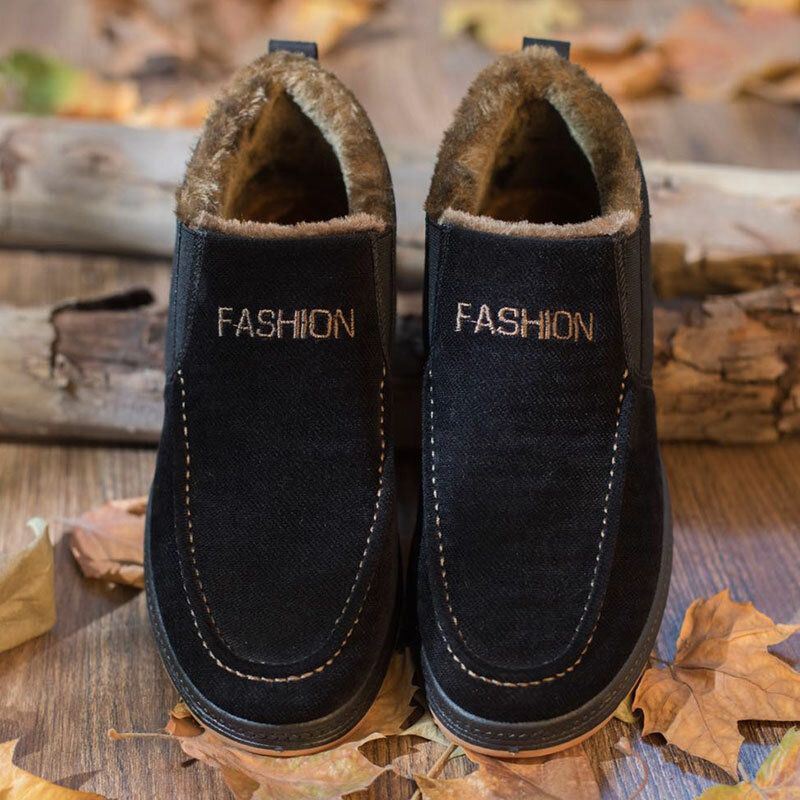 Heren Zachte Zool Comfortabele Slip-on Plus Fluwelen Dikker Warme Winter Casual Katoenen Schoenen