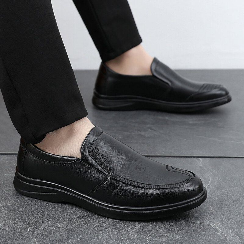 Heren Zakelijke Slip On Casual Dagelijks Echt Lederen Schoenen