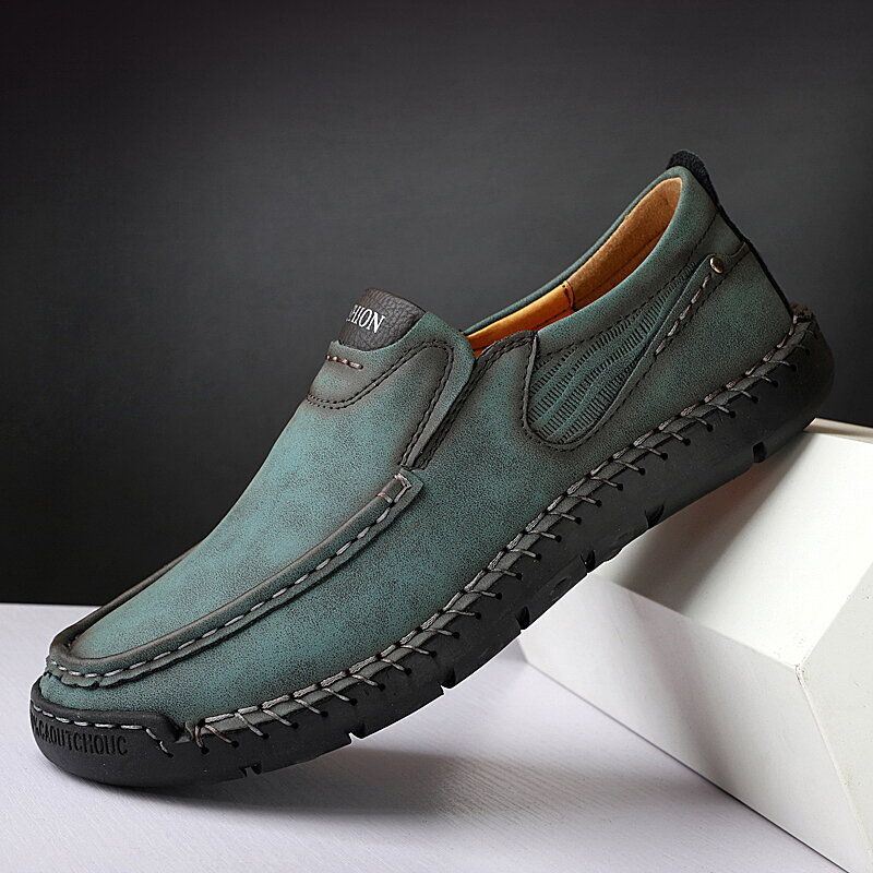 Herenhandstiksels Van Microvezelleer Slipvaste Slip-on Loafers