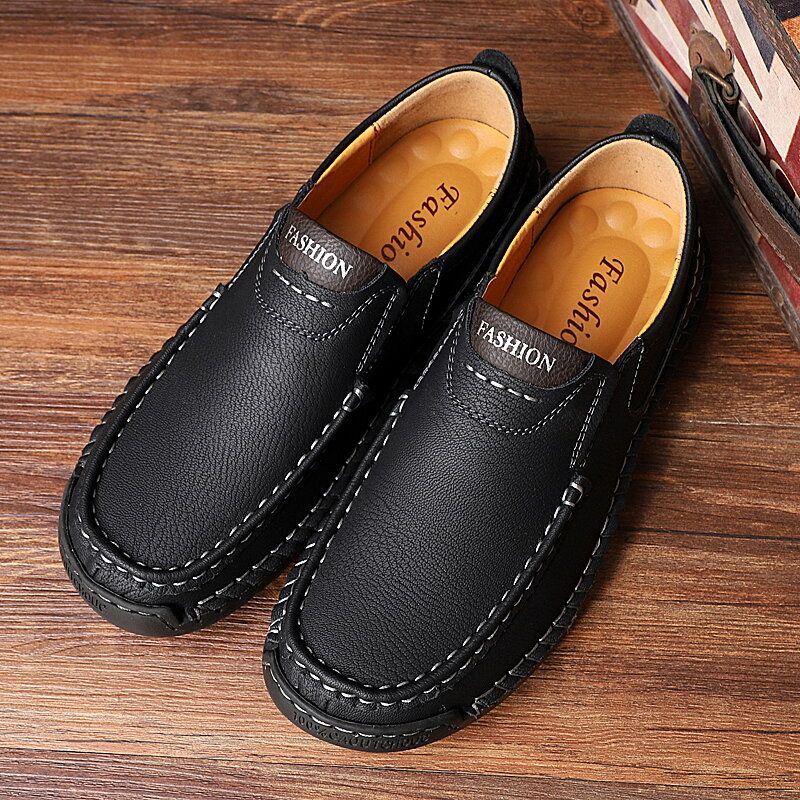 Herenhandstiksels Van Microvezelleer Slipvaste Slip-on Loafers