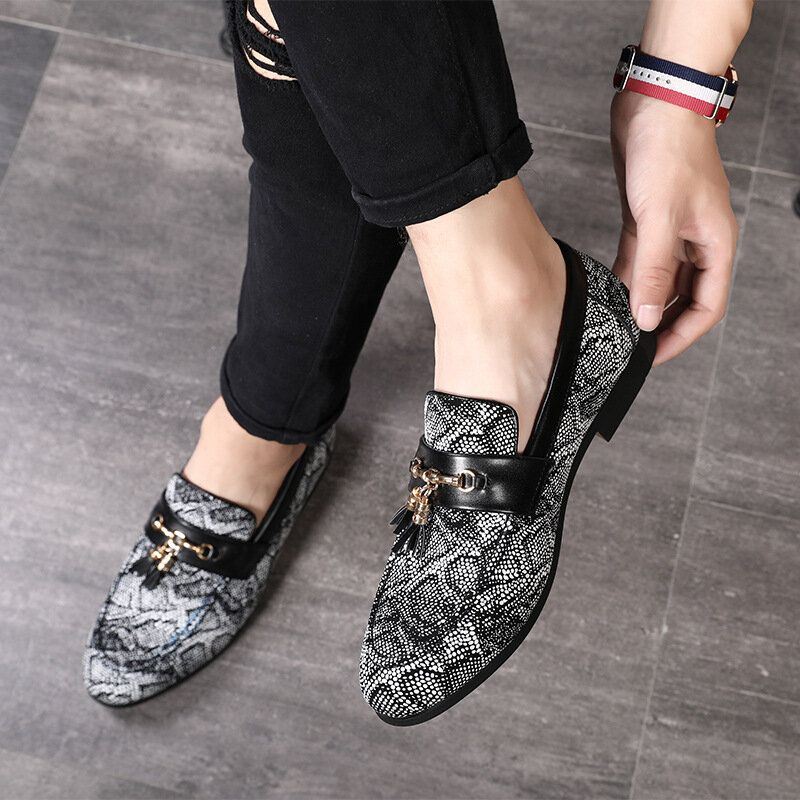 Herenmode Bloemenprint Casual Zacht Lederen Loafers