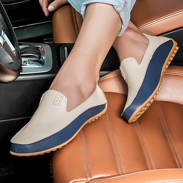 Herenschoenen Outdoor Casual Ronde Neus Slip Op Ademende Flats