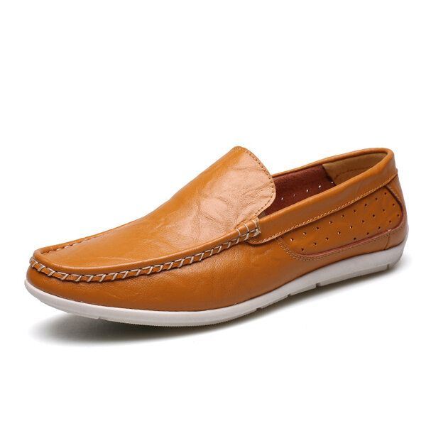 Nieuwe Heren Casual Outdoor Zachte Comfortabele Lederen Slip Op Flats Loafers Schoenen