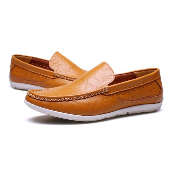 Nieuwe Heren Casual Outdoor Zachte Comfortabele Lederen Slip Op Flats Loafers Schoenen