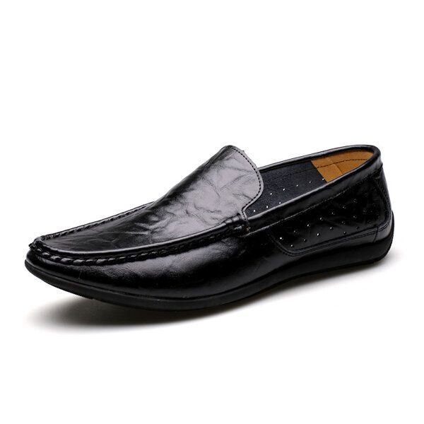 Nieuwe Heren Casual Outdoor Zachte Comfortabele Lederen Slip Op Flats Loafers Schoenen