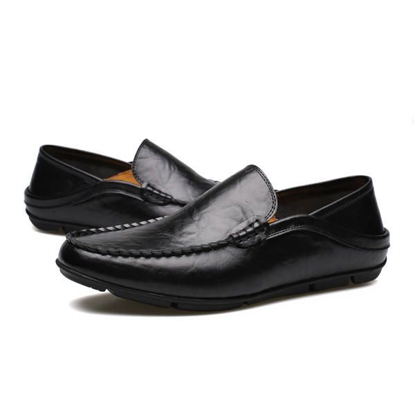 Nieuwe Heren Casual Outdoor Zachte Comfortabele Lederen Slip Op Flats Loafers Schoenen