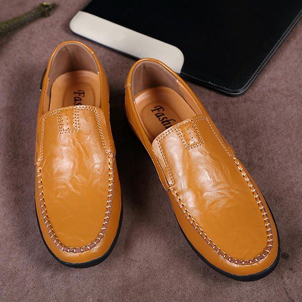 Platte Schoenen Heren Casual Zakelijke Loafers In Leer