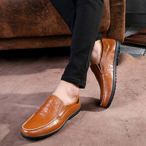 Platte Schoenen Heren Casual Zakelijke Loafers In Leer