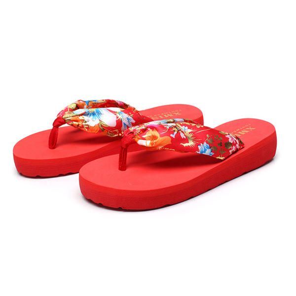 Big Size Zomer Dames Strand Slippers Bohemen Slippers Ademende Zijden Slippers