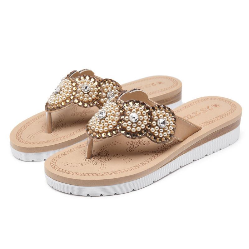 Bohemian Casual Pearl Beach-slippers Voor Dames