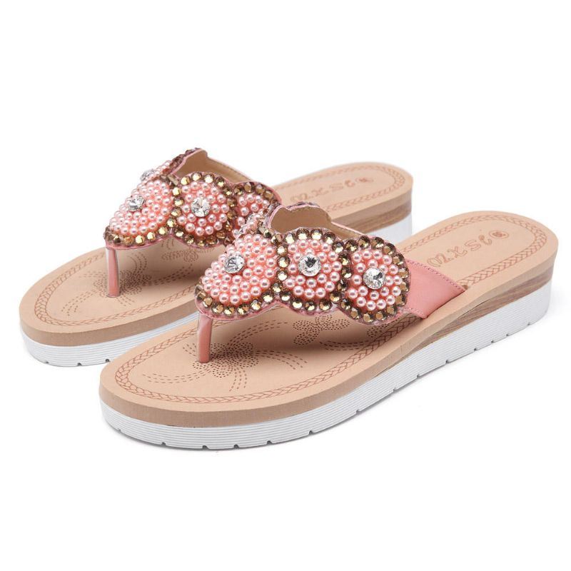 Bohemian Casual Pearl Beach-slippers Voor Dames