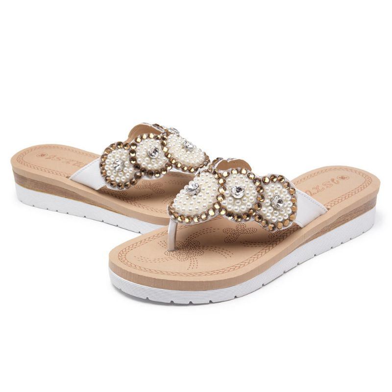 Bohemian Casual Pearl Beach-slippers Voor Dames