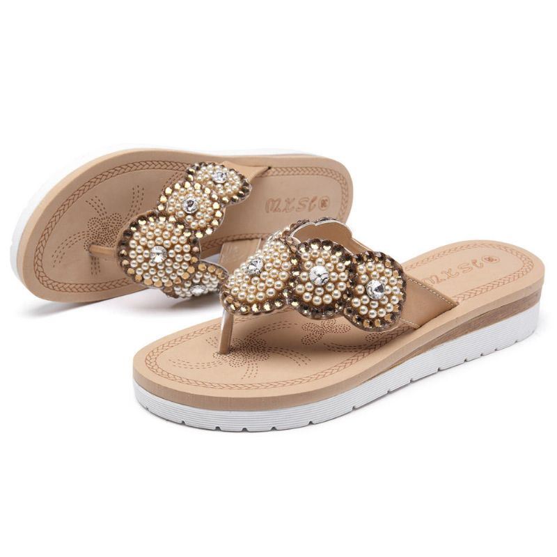 Bohemian Casual Pearl Beach-slippers Voor Dames