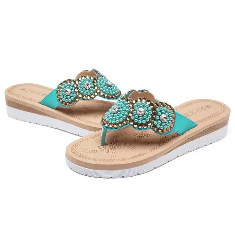 Bohemian Casual Pearl Beach-slippers Voor Dames