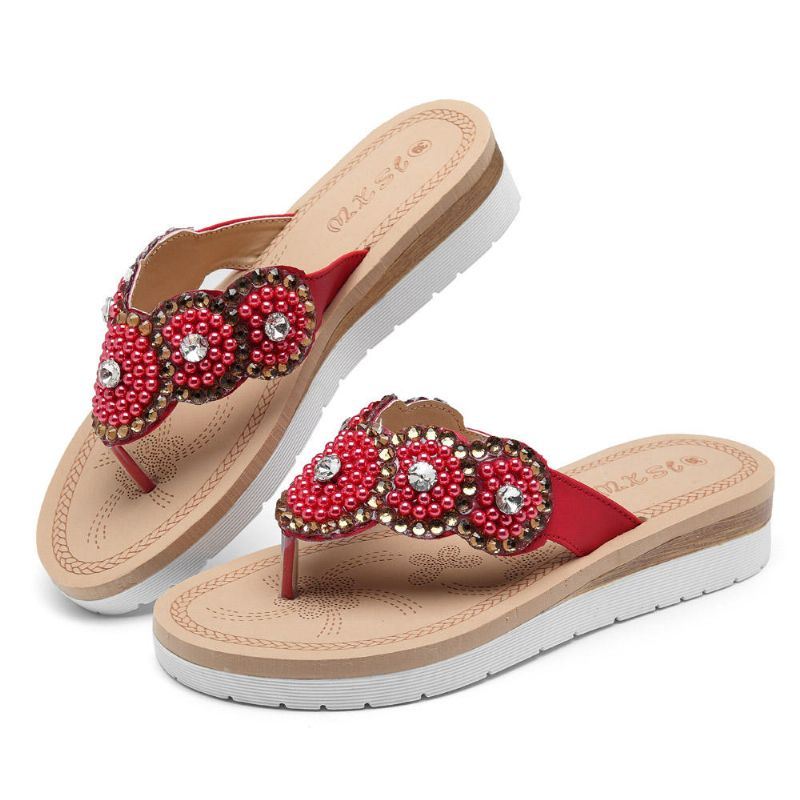 Bohemian Casual Pearl Beach-slippers Voor Dames