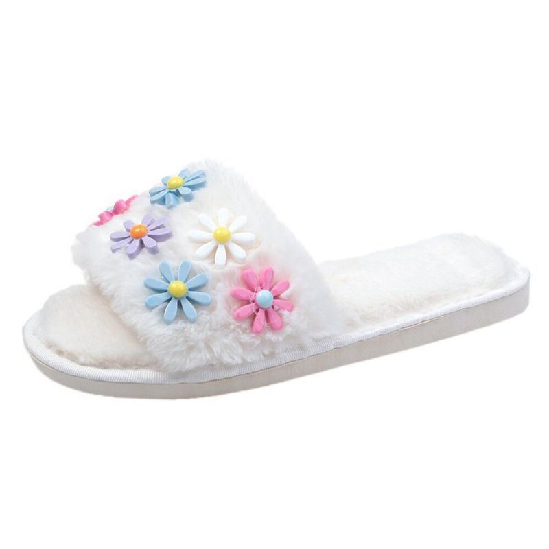 Dames Bloem Decor Antislip Pluche Katoenen Pantoffels