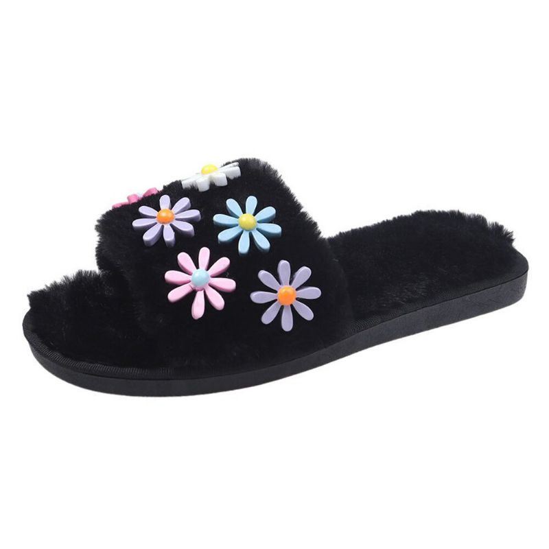 Dames Bloem Decor Antislip Pluche Katoenen Pantoffels