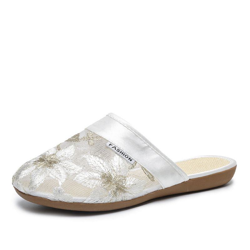 Dames Bloemen Bloempatroon Uitgehold Comfy Gesloten Teen Casual Platte Slipper