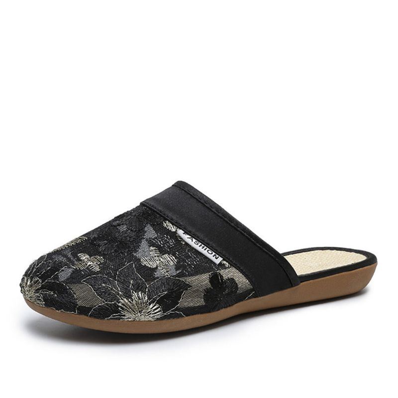 Dames Bloemen Bloempatroon Uitgehold Comfy Gesloten Teen Casual Platte Slipper