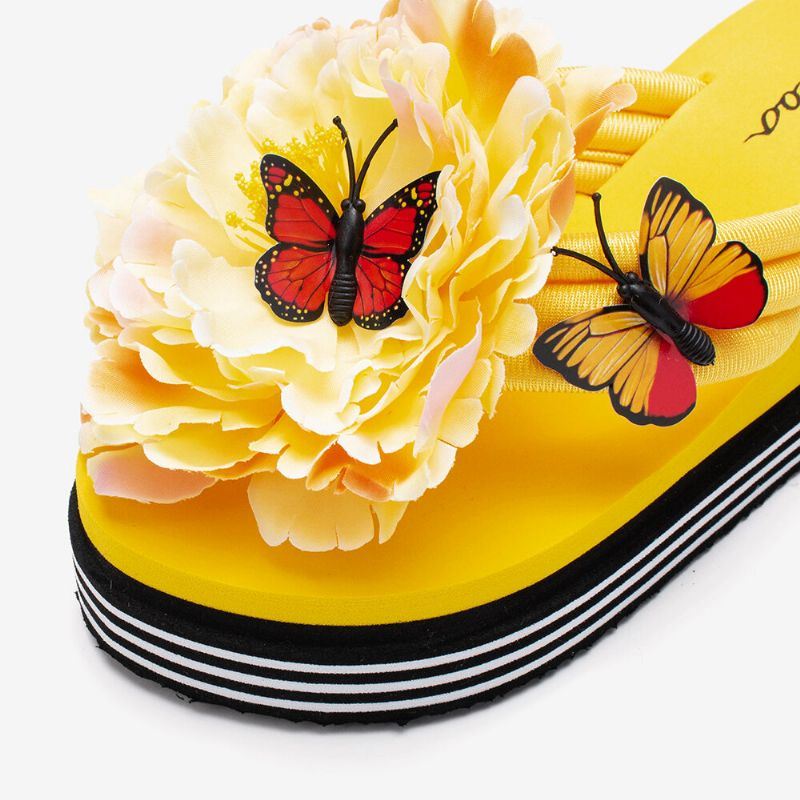 Dames Bloemen Vlinder Decor Clip Toe Strand Platform Slippers