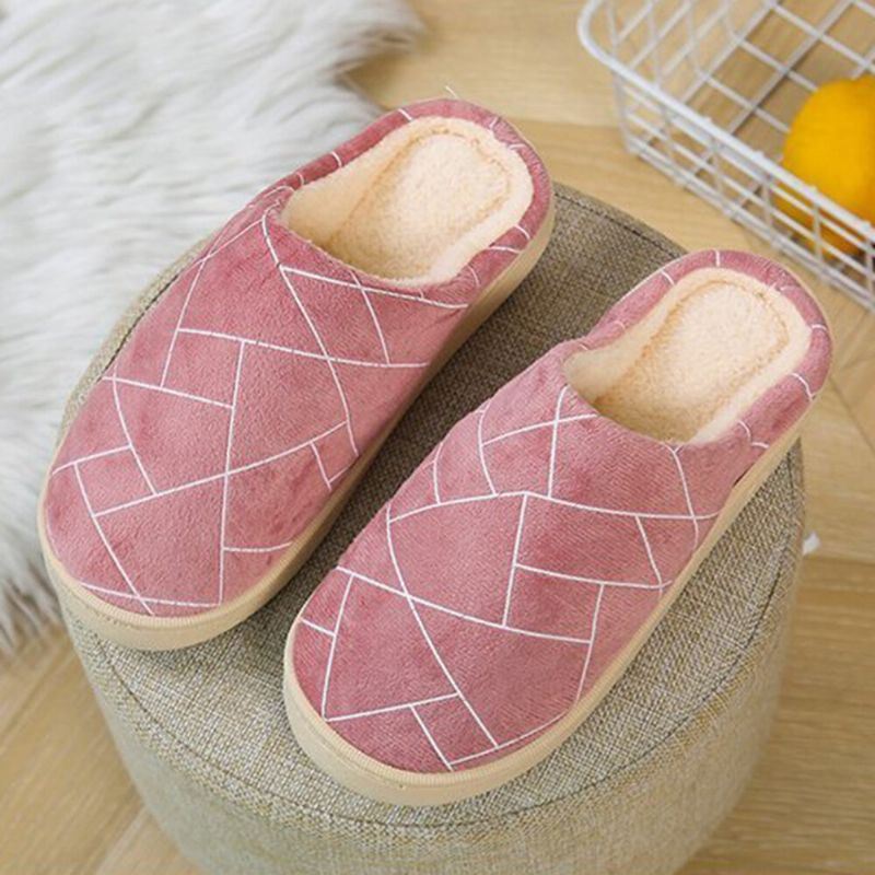 Dames Casual Geometrische Afdrukken Gesloten Teen Warme Voering Thuis Slippers