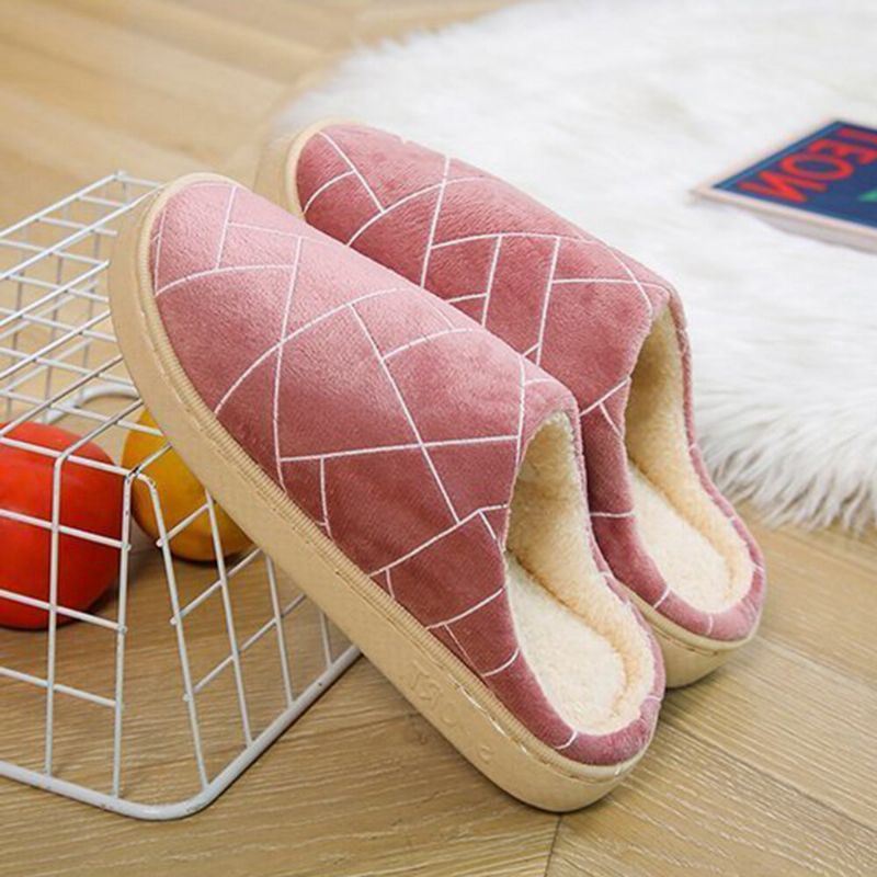 Dames Casual Geometrische Afdrukken Gesloten Teen Warme Voering Thuis Slippers