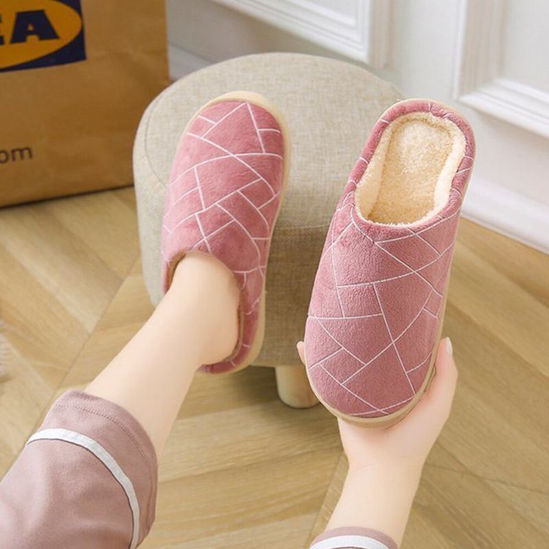 Dames Casual Geometrische Afdrukken Gesloten Teen Warme Voering Thuis Slippers