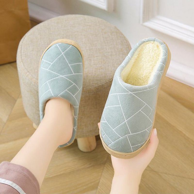 Dames Casual Geometrische Afdrukken Gesloten Teen Warme Voering Thuis Slippers