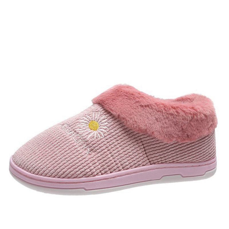 Dames Effen Kleur Casual Pluche Warme Instappers Thuis Katoenen Pantoffels