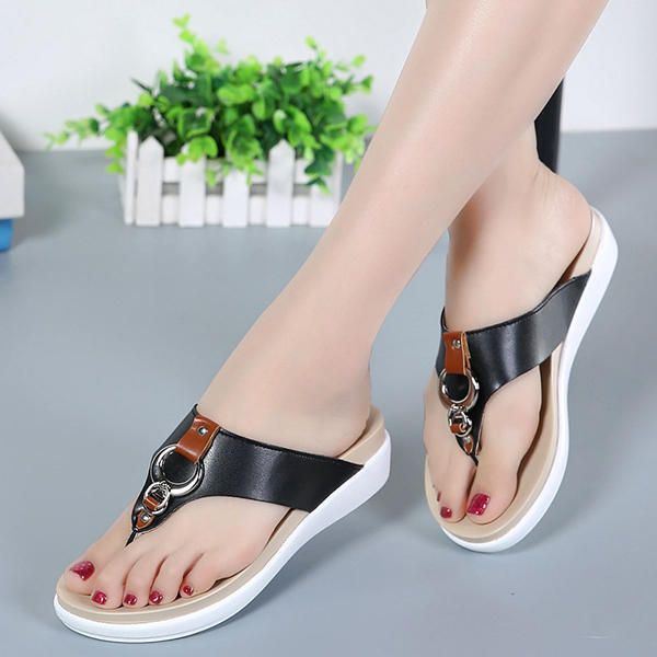 Dames Elke Slipper Casual Zomer Outdoor Leren Sandalen