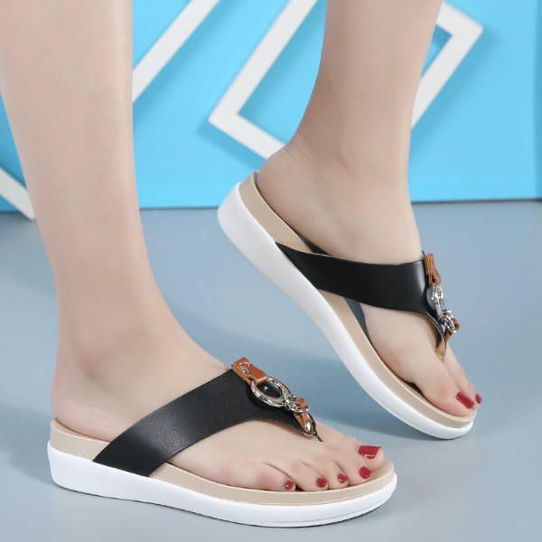 Dames Elke Slipper Casual Zomer Outdoor Leren Sandalen