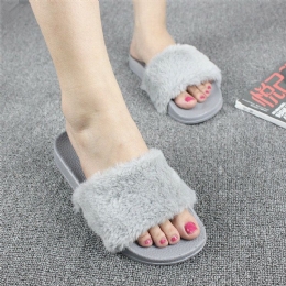 Dames Fluffy Effen Kleur Open Teen Comfortabele Thuis Slippers