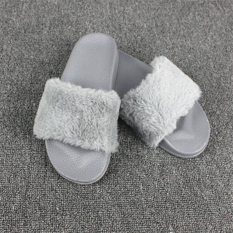 Dames Fluffy Effen Kleur Open Teen Comfortabele Thuis Slippers