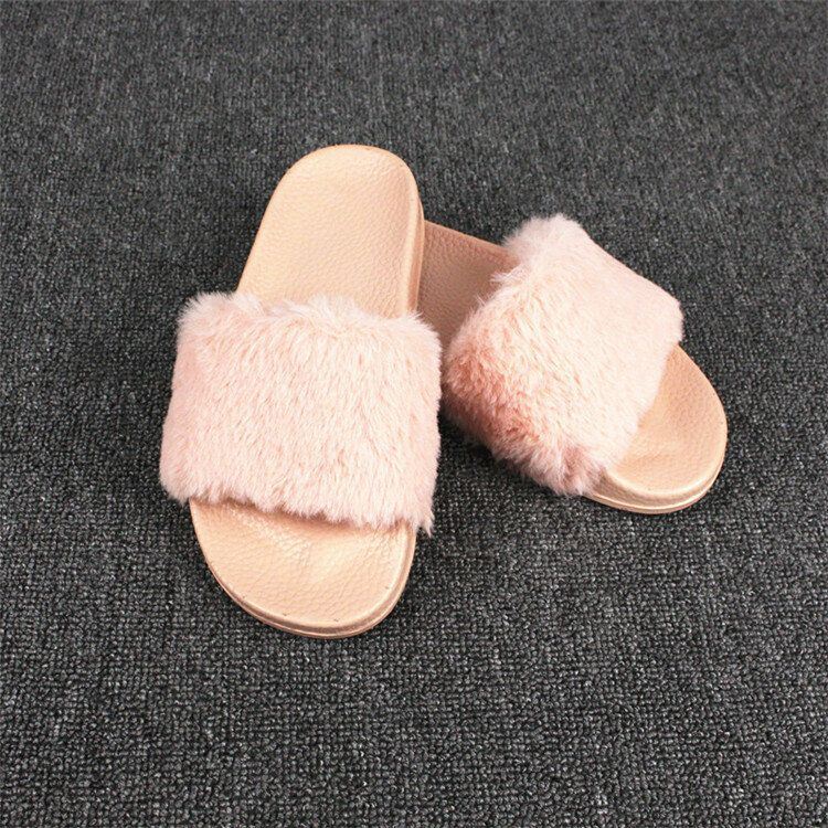 Dames Fluffy Effen Kleur Open Teen Comfortabele Thuis Slippers