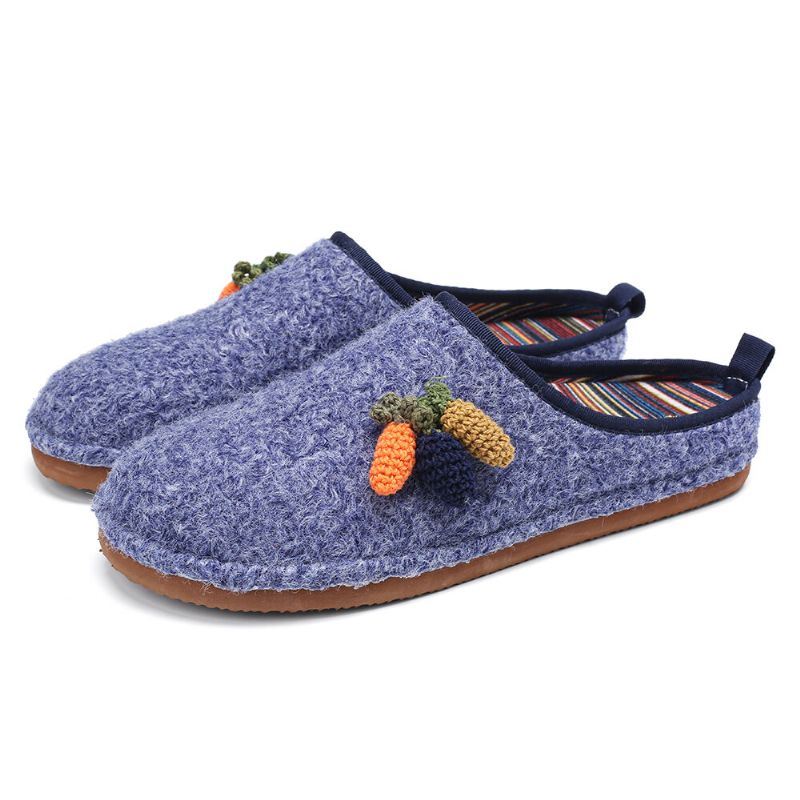 Dames Leuke Fruit Decoratie Effen Kleur Huishoudelijke Katoenen Slip Op Indoor Platte Thuis Schoenen Slippers