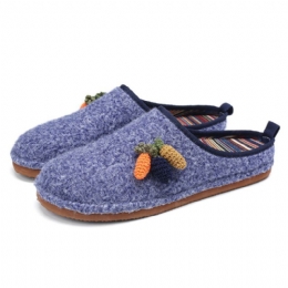 Dames Leuke Fruit Decoratie Effen Kleur Huishoudelijke Katoenen Slip Op Indoor Platte Thuis Schoenen Slippers