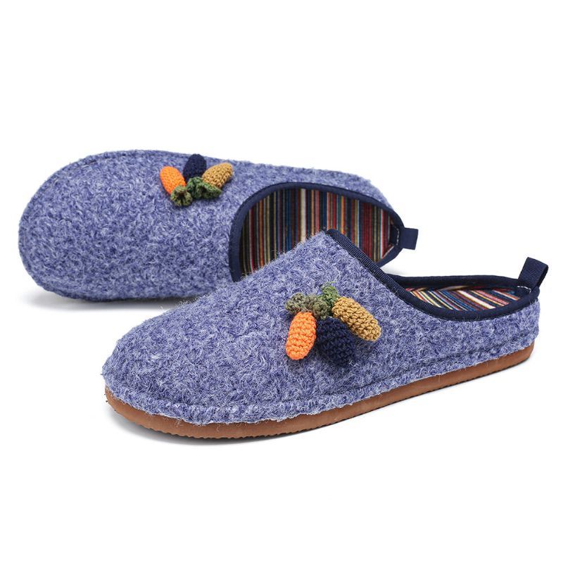 Dames Leuke Fruit Decoratie Effen Kleur Huishoudelijke Katoenen Slip Op Indoor Platte Thuis Schoenen Slippers