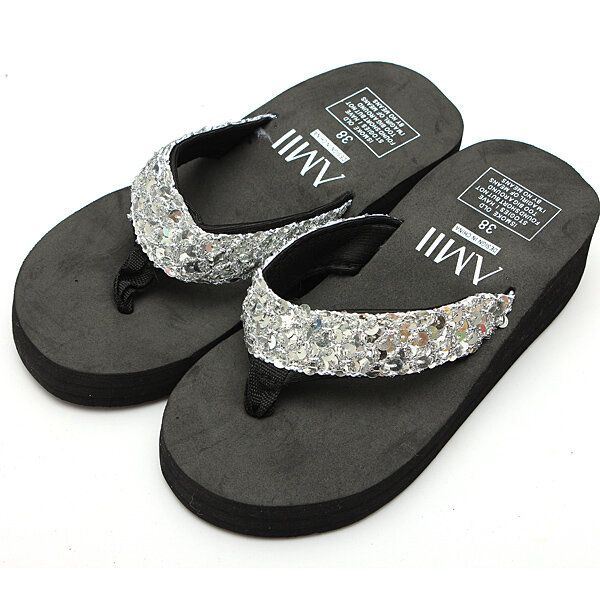 Dames Lovertjes Zomer Strand Slippers Wedge Sandalen