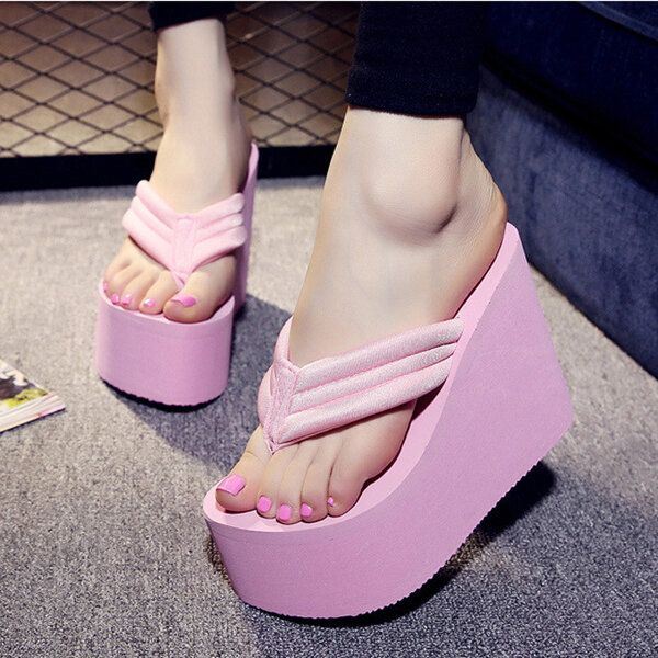 Dames Sexy Hoge Hakken Slippers Slippers Wedge Platform Strandschoenen