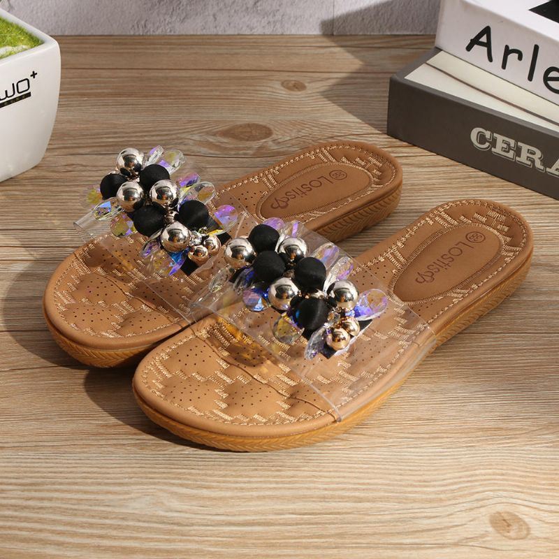 Dames Strand Kralen Decoratie Platte Slippers