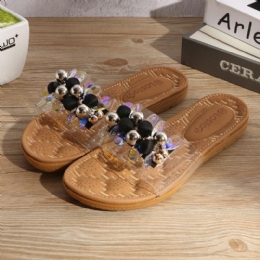 Dames Strand Kralen Decoratie Platte Slippers