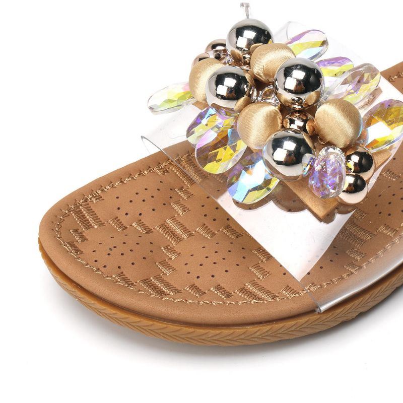 Dames Strand Kralen Decoratie Platte Slippers