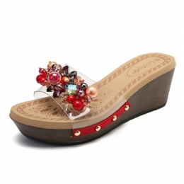 Dames Strass Transparante Pantoffels