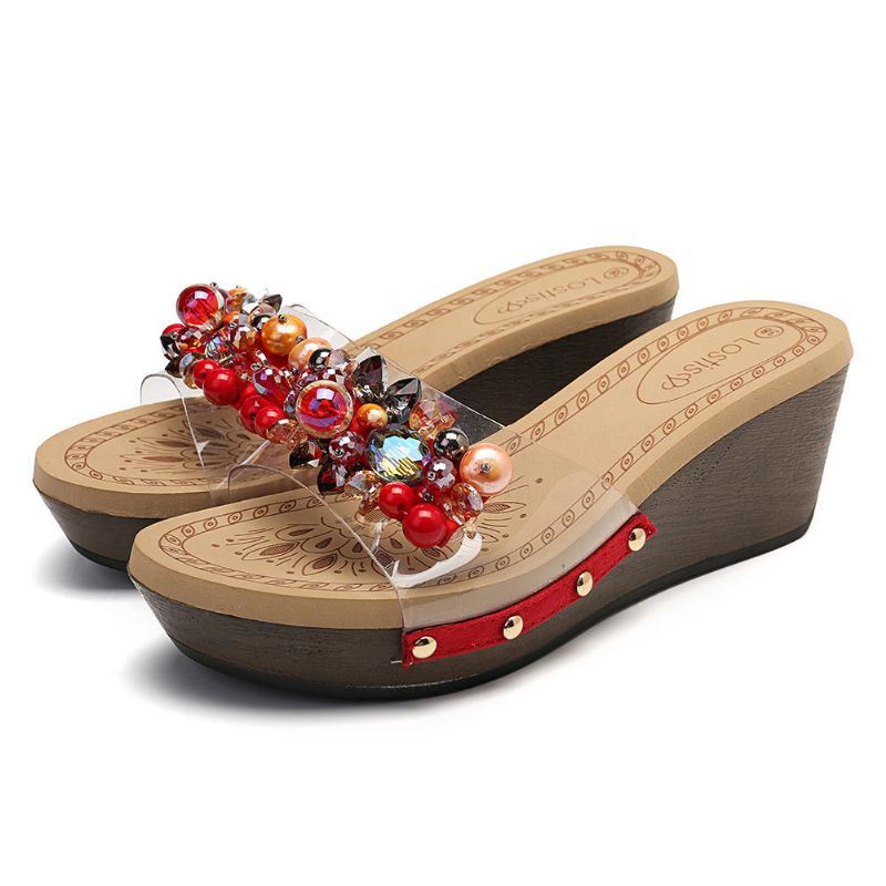 Dames Strass Transparante Pantoffels