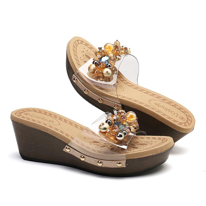 Dames Strass Transparante Pantoffels